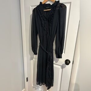 Banana Republic Navy Polka Dot Long Sleeve Dress